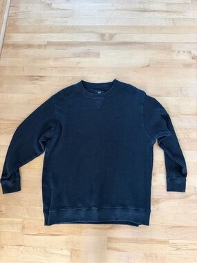 Aerie Black Waffle Crewneck Sweater